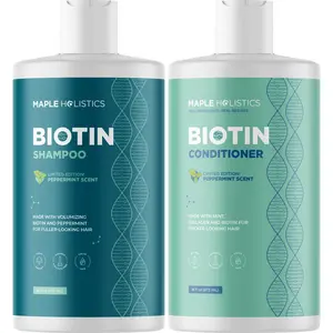 Maple Holistics Biotin Shampoo & Conditioner Set for Thinning Hair with Peppermint Scent Argan Oil Nourishing Tea Tree & Rosemary Aroma Gentle Sulfate-Free Cleanser Scented Cleansing