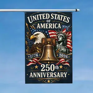 USA 250th Anniversary Flag |   1776-2026 Patriotic Bald Eagle Liberty Bell Statue Of Liberty Photo Gift Party Decoration
