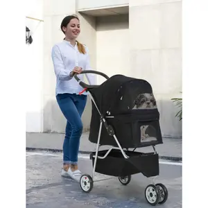 Dog Stroller, 3 Wheels Pet Cat Jogger Stroller, Folding Carrier Waterproof Puppy Stroller With Cup Holder & Removable Liner, Dog Strollers For Small Dogs, For Small And Medium PetsCCFemmeFable30