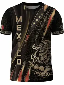 Mexico Usa Flag Eagle Claw Aztec Heritage Warrior Shirt, Casual Fitted Long Sleeve Top, All Season Fashion, Unique Tribal Print Design