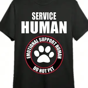 Emotional Support Human - Funny Service Human Desi T-Shirt 336949 Funny Men's Short Sleeve Graphic T-Shirt Collection Black PR
