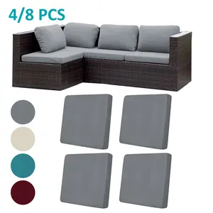 4/8 Piece Single Seat Sofa Cushion Covers, Elastic Milk Silk, Modern Style, Reusable, Outdoor Courtyard Sofa Cushion Covers