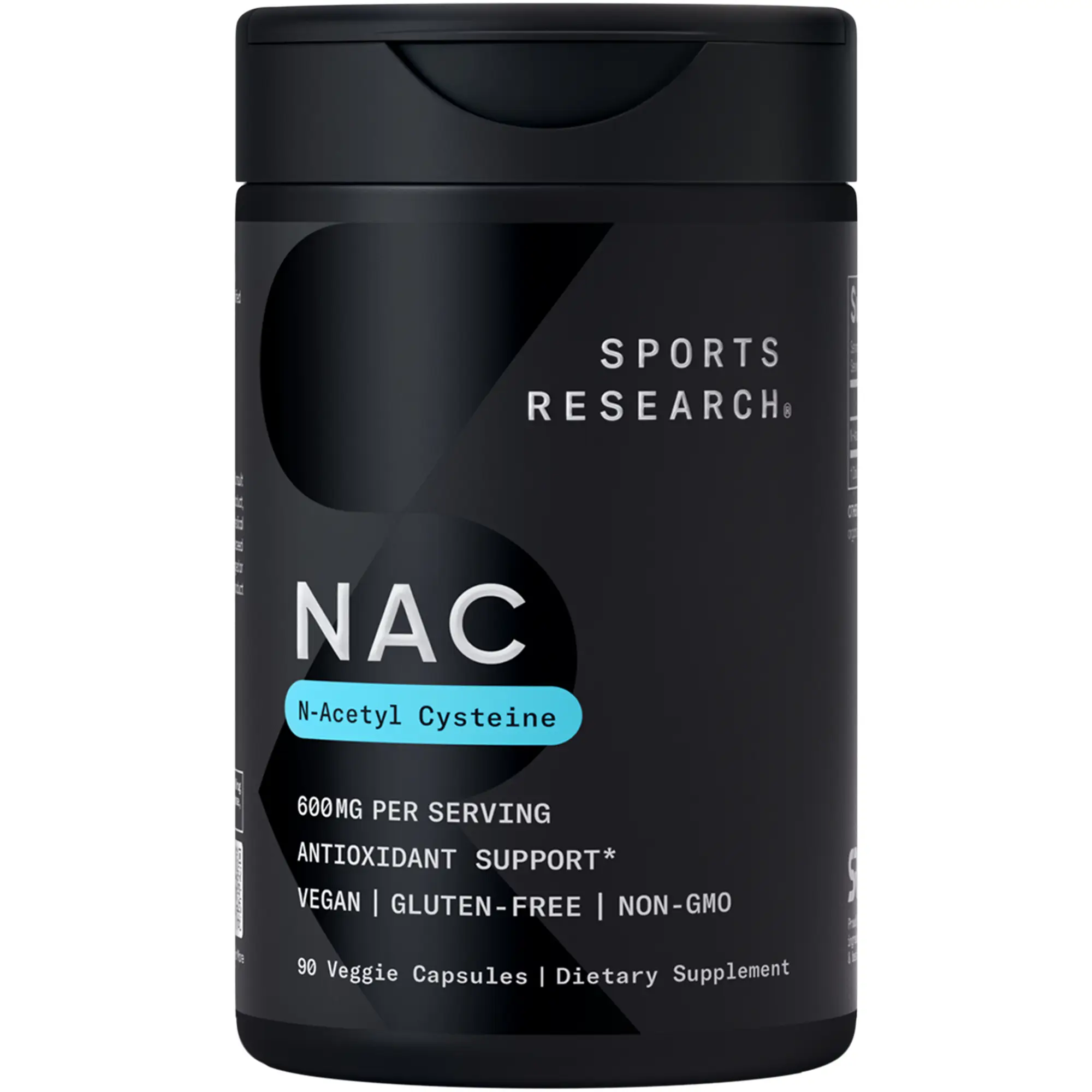 Sports Research Vegan NAC Supplement 600 mg Per Capsule 90 Day Supply Gluten-Free Non-GMO Dietary Vitamin for Optimum Wellness
