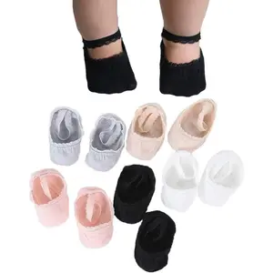 KF5-SK007 Baby Girl Socks Lace Non-skid Toddler Socks Newborn Infants Anti Slip Skid Princess Mary Jane Dress Socks 0-3T 5 Pcs