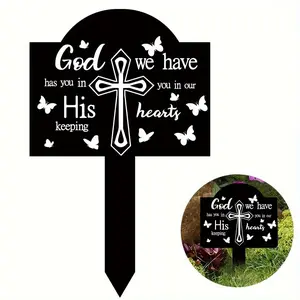 Acrylic Grave Memorial Plaque, 1 Count Heartfelt Tribute for Outdoor Yard, Garden & Cemetery Decor, Stake-mounted Marker, Honoring The Departed's Memory, God