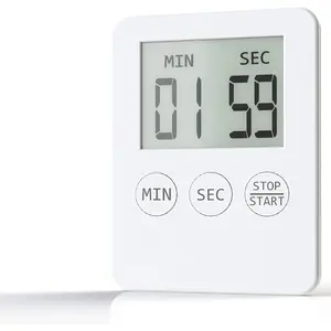 Attom Tech Ultra Slim Kitchen Timer, Thin Small Digital Mini Cooking Timer with Alarm and Magnet Back for Cooking Baking Sports Nap Games Office(White) (2) Egg Utensils Handy Set