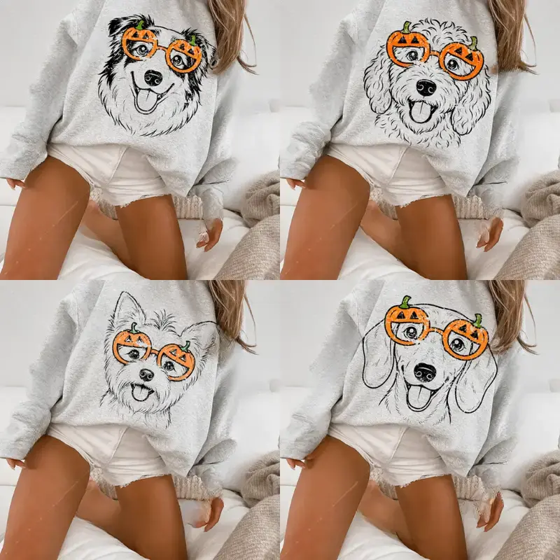 Gildan 18000 Unisex Crewneck Sweatshirt – Custom 50+ Dog Breeds Halloween Sweatshirt, Bubble Tea Dog Lover Gift Tee, Cold Wash, Hang Dry Or Tumble Dry On Low, Fashion, Ansi/Isea 107 Compliant, Graphic, Oeko-Tex Certified Womenswear Hoodie Tops