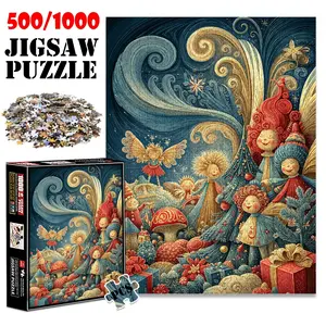 1pc 1000 piece adult puzzle 70x50cm Fantasy Christmas Scene with Fairies and Doll - like Figures 500 pieces paper jigsaw puzzle suitable for DIY creative games for adults and families, birthday and