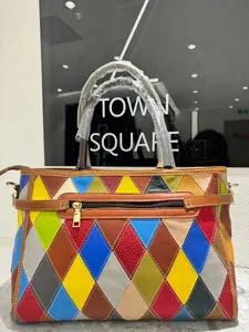 Cross-border Genuine Leather Women's Bag European American Retro First-layer Cowhide Color Contrast Cross-body HDX7799