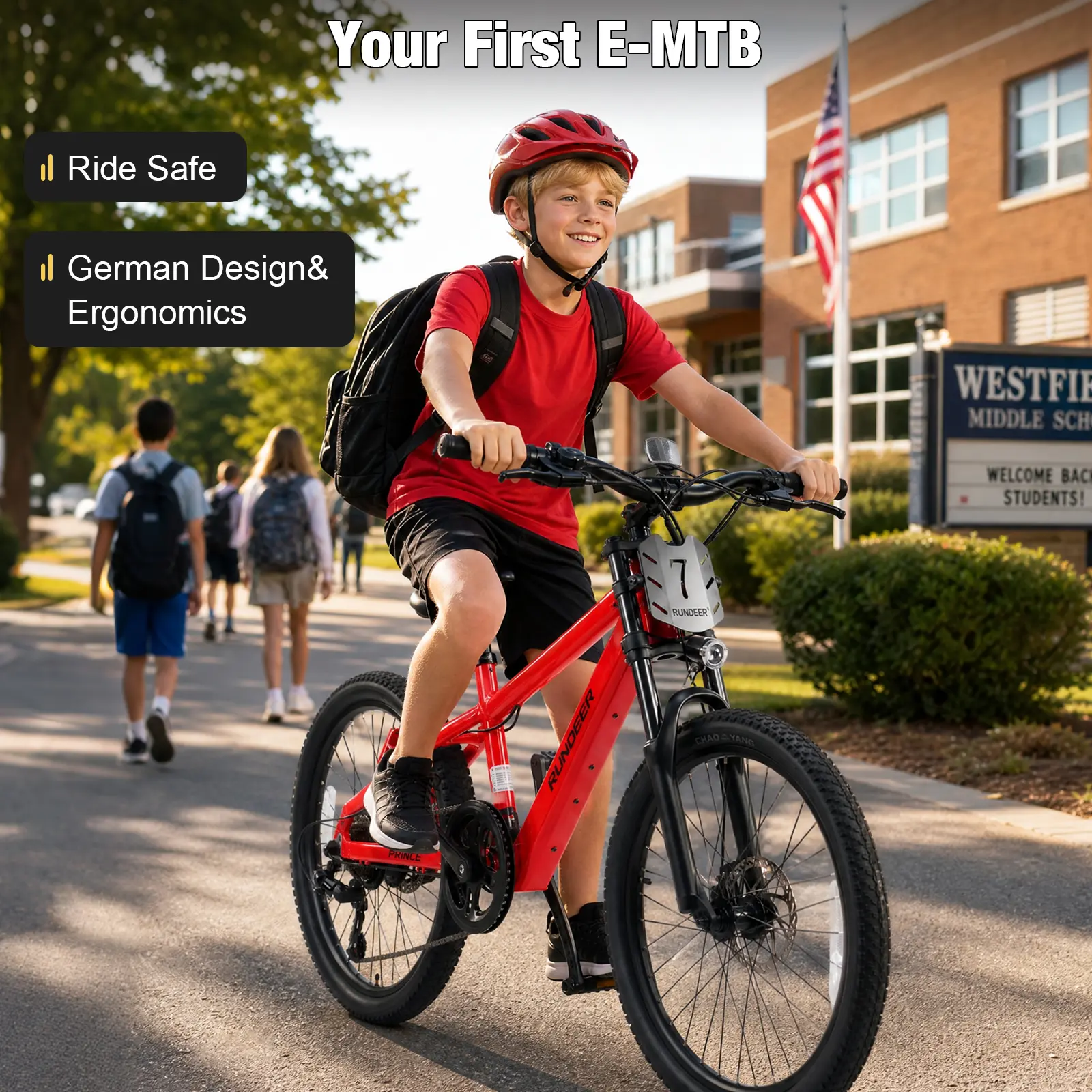 RUNDEER Electronic Bike for Children, 250W Adjustable Alloy Frame XC Mountain Ebike, Class 1, 20MPH Top Speed, 32Miles Range, 4'3"-5'7" Fit, Ideal for School Commutes & Off-Road Adventures (Bike Electronic for Mobility Freedom)