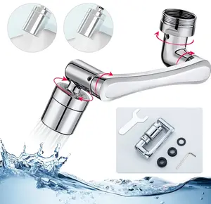 Premium Brass 1440° Swivel Faucet-Extender Sink Aerator,Two Mode Splash Filter with Adjustable Rotating Arm,Installation Kit&Adapters Help Fit Bathroom&Kitchen Sink-Wash Hand/Hair/Face