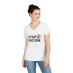 Stop Racism V-Neck T-Shirt — Anti-Racism Message Tee