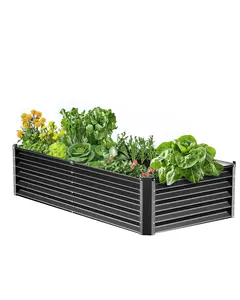 【fathersdaygift】VEVOR Metal Raised Garden Bed 6 x 3 x 1.5 ft Outdoor Galvanized Planter Boxwith Open BottomLarge Planter Raised Bed for Gardening VegetablesFlowersHerbsand Succulent PlantsDark GrayMetal Patio PlanterPlanters For, Metal Patio Planter, Plan
