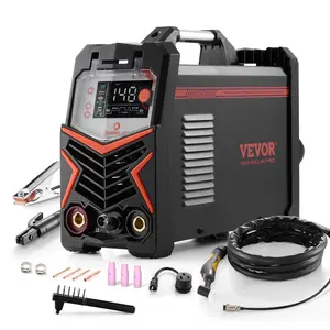 VEVOR TIG Welder, 205A 3-In-1 Welding Machine (Large LED Display)- DC TIG/DC Pulse TIG/MMA(Stick), 110220V Dual Voltage Electric Welder with IGBT Inverter High-Frequency Start
