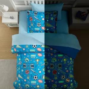 Glow in The Dark Kids Comforter Set Twin/Twin XL & Full 5PCS Bedding Set for Boys Girls Includes Comforter Fitted Sheet Flat Sheet Pillowcase & Sham Soft Breathable Bed Set for Kids Bedroom