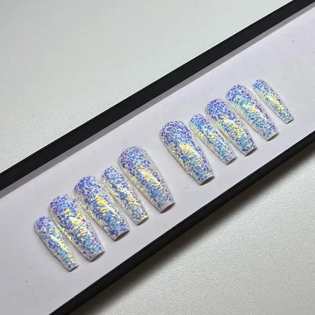 Glitter Rainbow Unicorn Luxury Presson Nails | Glue on Trendy Nails | Handmade Nails