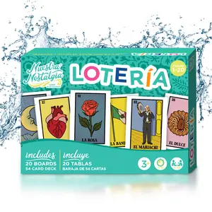 Loteria Tablas Mexican Game 20 Water-Resistant PVC Boards & 54 Cards Educational Family Fun Set