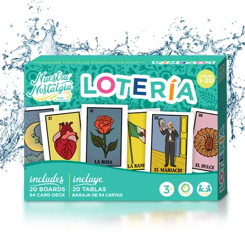 Loteria 20 Players Board Game 20 Water-Resistant PVC Boards & 54 Cards Educational Family Fun Set