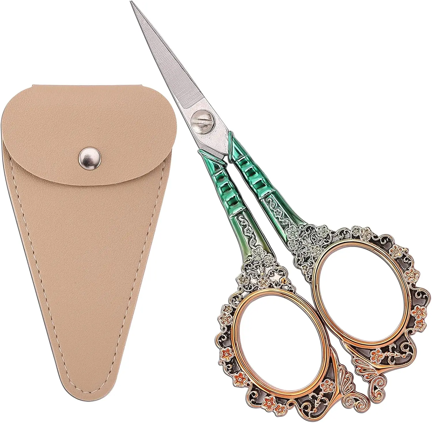 4.5in Green Sheath Sewing Scissors - Sewing Tool Kit for Adults, Friends' Birthday Gifts, Decoupage, Needlework, Cross Stitch DIY Handicraft Threading, Craft Lovers