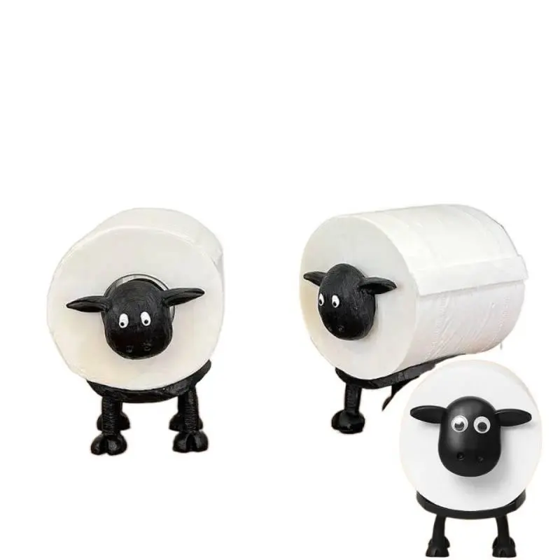Resin Black Sheep Tissue Holder Roll Paper Rack - Cute Cartoon Look Bathroom Gadget, Smooth Durable, Anti-Tipping, Functional Storage Solution, Home Decor for Bathroom,Bedroom, 1-3pc Sets, 1-3cm Measurement Difference, Ideal Gift for Loved Ones
