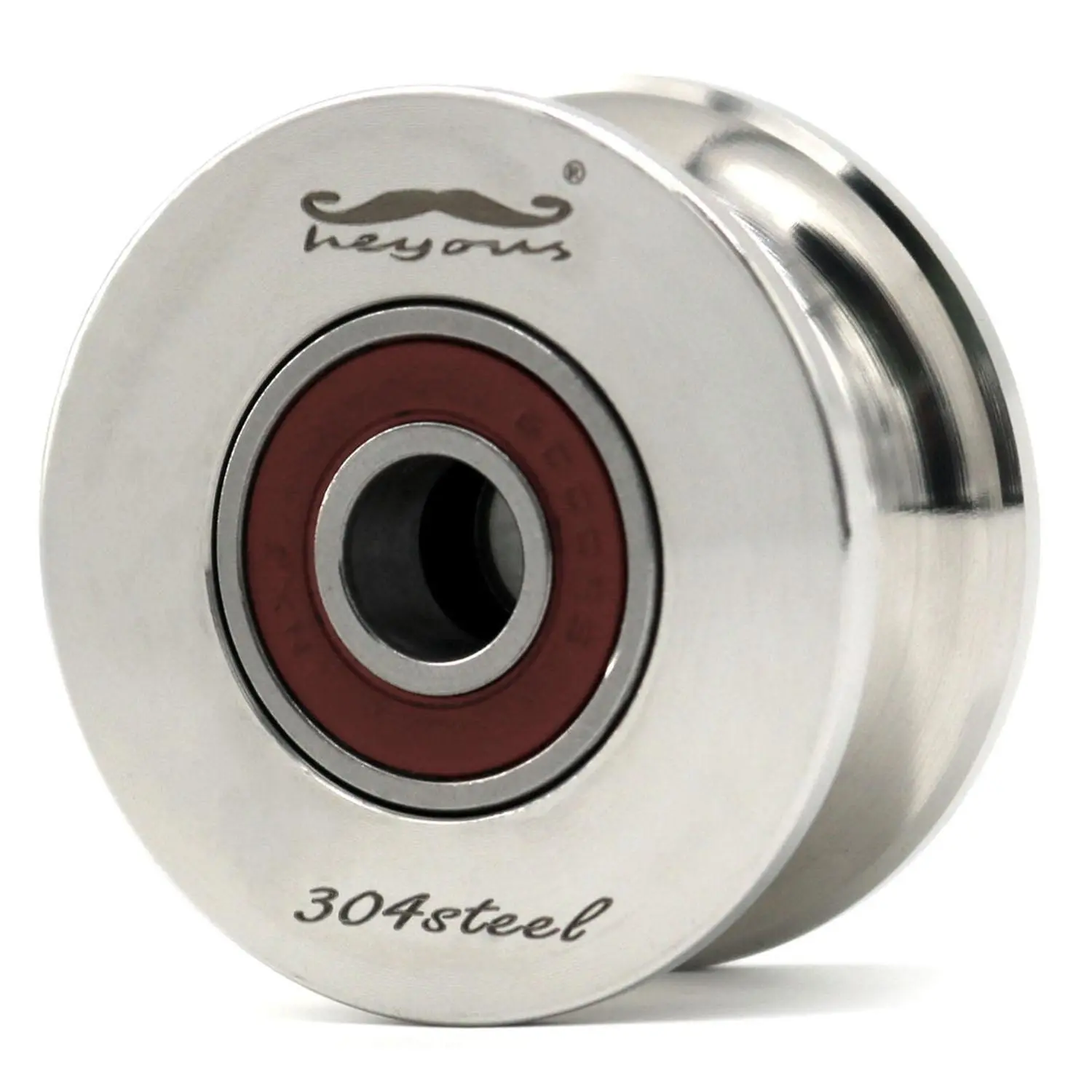 U Groove Stainless Steel Silent Pulley,304 Stainless Steel Rolling Gate Wheels Slide Gate Wheel Heavy Duty Pulley Silver Tone