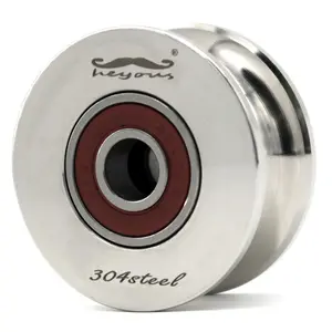 U Groove Stainless Steel Silent Pulley,304 Stainless Steel Rolling Gate Wheels Slide Gate Wheel Heavy Duty Pulley Silver Tone