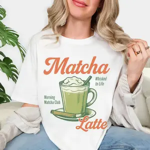 Matcha Latte Retro 100% Cotton Tee Vintage Coffee Clubs Coffee Lover Retro Shirt For Woman Man Unisex