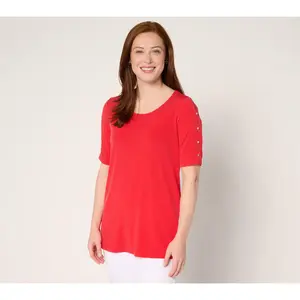 Susan Graver Regular Liquid Knit Elbow-Sleeve Tunic