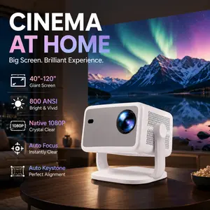 LynCast Native 1080P Smart Projector with 800 ANSI, Android 14, WiFi, Bluetooth, Audio, Auto Focus, Auto Keystone, Obstacle Avoidance, 180° Gimbal, Built-in Apps, 8K Video Support for Home Cinema & Outdoor Gaming
