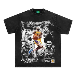 Goat LBJ Casual Graphic Print Short Sleeve Crew Neck T-Shirt Menswear Man Vintage Basketball Retro T-shirt white tee soulja boy outfit 67 christian clothing gorlock destroyer blue silverfish clothes
