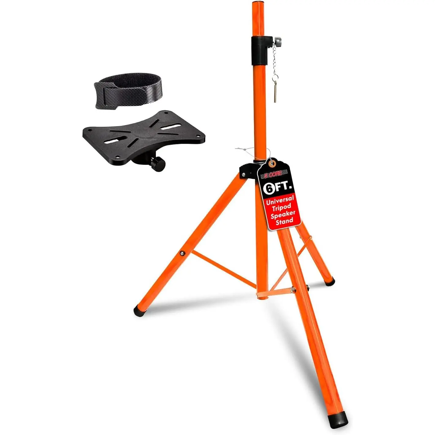 5 Core Durable Metal Steel Speaker Stand Holder Mount Tripod - Adjustable Height to 72in, Universal 35mm Compatible Insert, Safety Pin, Knob Tension Lock for Studio, Home (Orange), Holder Stands, Mounts