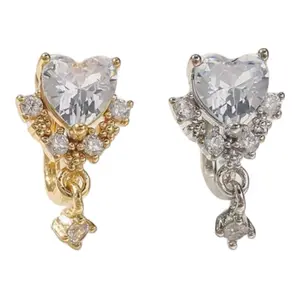 Faux Nose Ring - Pink Heart Design, Clip On Style, Available in Gold and Silver, No Piercing Required