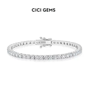 CICI GEMS 3MM Moissanite Tennis Bracelet＆Ankle for Men Women D VVS1 Clarity 18K Gold Plated Lab-Created Hypoallergenic Hiphop Rappers Party Birthday Anniversary Gift Fine Jewelry