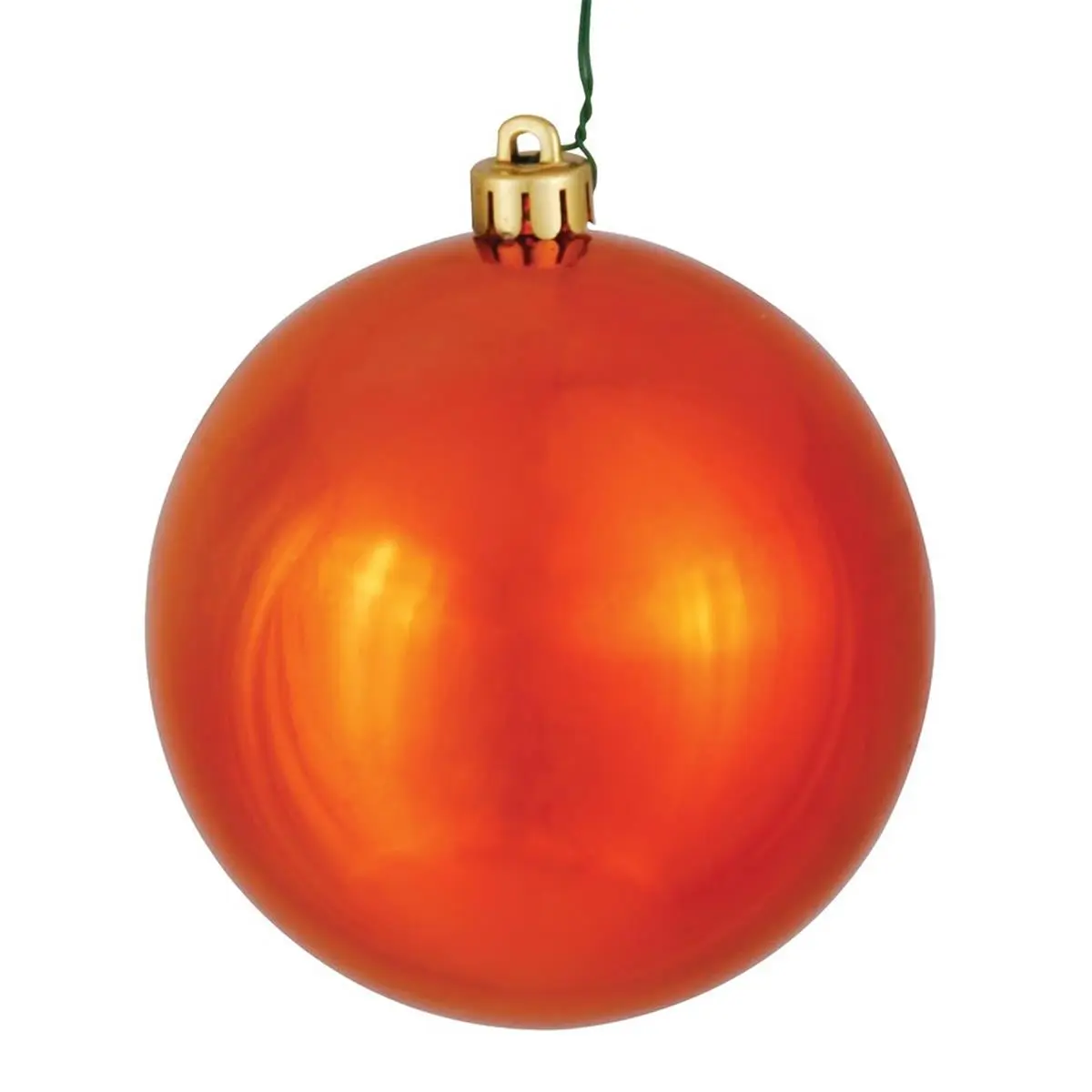 212 MAIN Plastic Christmas Ball Ornaments - 4 in., Burn Orange, Shiny, UV-Drilled, 6 per Bag, Festive Home & Party Decorations, Christmas Ornaments