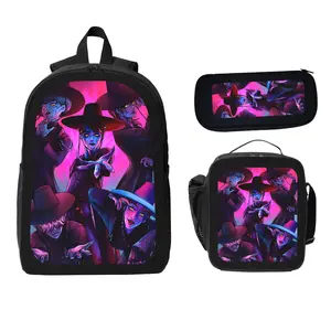 SAJA Boys Anime Character Backpack 3-Piece Set Student Backpack Pencil Case & Lunch Bag for Daily School Activities & Anime Fans
