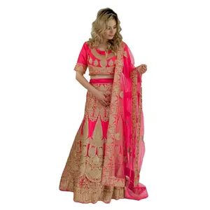 Heavy embroidered Hot pink Lehenga