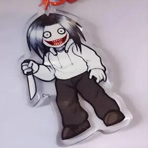 Creepypasta Jeff the Killer Keychain Acrylic Keychain Horror Game Accessory - Cute Bag Charm Keychain for Keys & Backpacks, Kawaii Gift for Fans!