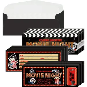 50 Pieces Movie Party Invitations with Envelopes Movies Night Invitations 25 Film Tickets 25 Envelopes for Birthday Baby Shower Film Night Red Carpet Party(Movie)