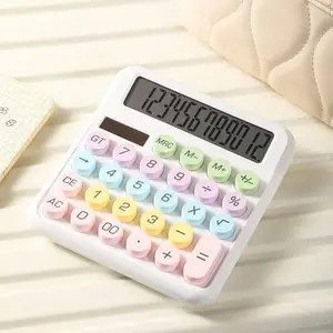 12-digit desktop calculator, dopamine color, large button design, solar and battery dual power supply,can be used as a gift for colleagues, children and classmates,suitable for home office, school, study