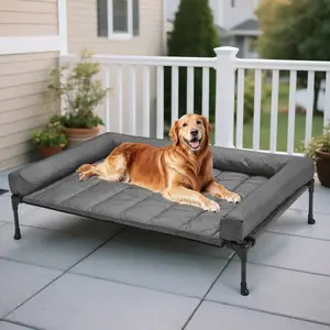 Ultimate Comfort! ️ Veehoo Elevated Pet Bed with Soft Bolster Cushion | Anxiety Relief Calming Dog Couch | Deep Sleep Elevated Cot with Breathable Mesh