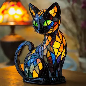 Animal Night Light USB Plug-in Retro Dyed Resin Desktop Night Light Dog Series Art 3D Cute Pet Dog Theme LED Desk Lamp Interesting Gift for Dog or Cat Lovers