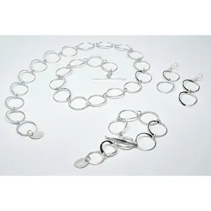 30" Pounded Silver Loop Necklace