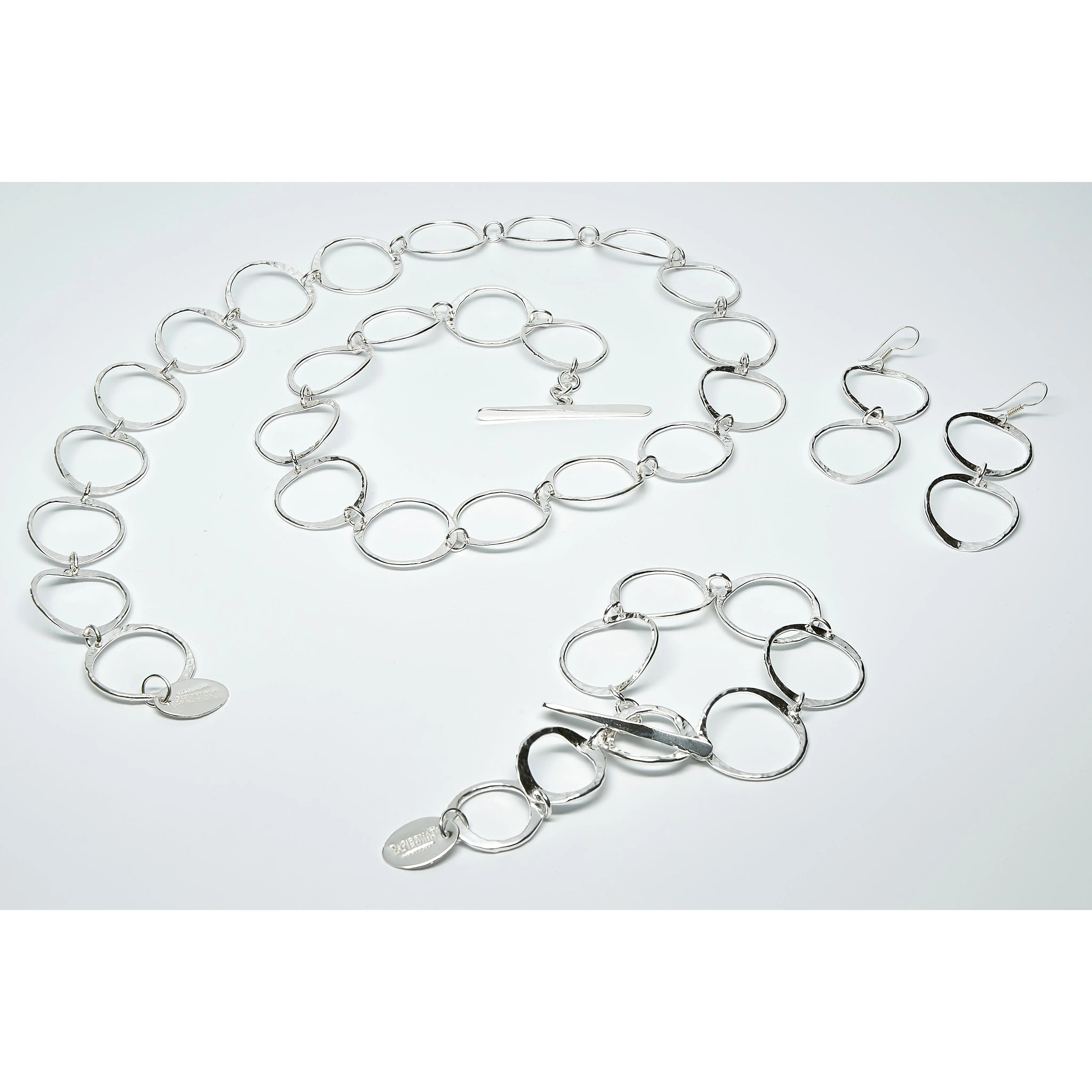 30" Pounded Silver Loop Necklace