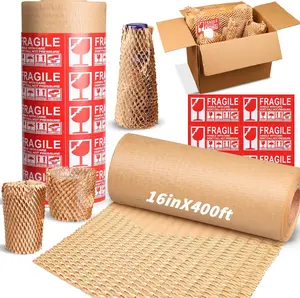 Honeycomb Packing Paper 16" x 400', Bubble Cushioning Wrap for Packing/Shipping/Moving,  Bubble Packing Paper Wrapping for Fragile Items,Electronics and Bouquet Packaged