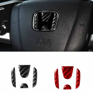 4 Piece Car Interior Accessories Anti-Scratch Wear Resistant Carbon Fiber Steering Wheel Decal Fit Honda Civic Crv Accord Xrv Fly