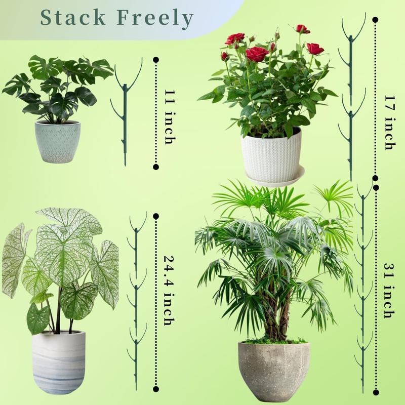 10 Pack Stackable  Support Stakes, 75inch Climbing  Sticks Structures for Monstera with Garden Ties, Durable Alternative to Moss Pole for Indoor Outdoor