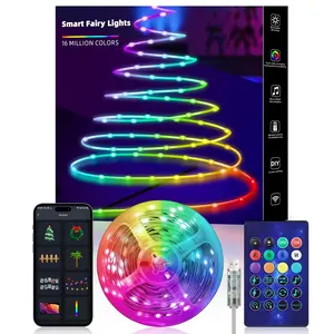 33Ft 100 LED Smart Fairy String Lights - APP & Remote Control, Music Sync, 12 Modes, IP65 Waterproof USB Powered, Multicolor & Warm White for Bedroom/Christmas/Parties/Wedding Decoration