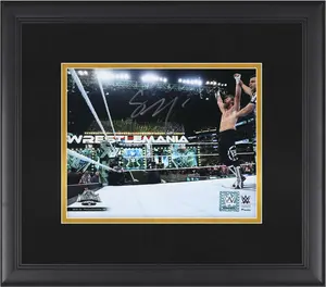 Sami Zayn WWE Framed Autographed 8" x 10" WrestleMania 40 Raising Title Photograph - Fanatics Authentic Certified