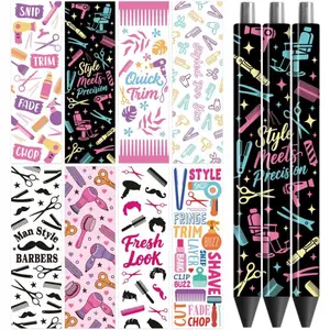 UV DTF Pen Wraps Transfer Sticker Hairdresser - 48pcs Waterproof HD Print UV DTF Pen Adhesive Decals for Personalized DIY Pencil Pen Decorative Crafts Gifts Giving for Mothers Day