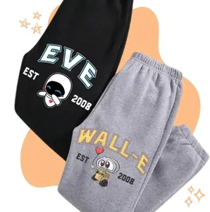 Matching Couple Eveee and WallE Sweatpants Unisex, Valentines Couple Cartoon Movie Sweatpants, Couple Sweatpants, Trendy Top Sweatpants, Unisex Cotton Graphic Casual Sweatpants, Gift For Lover, Couple, Men and Women, Best Gift SS